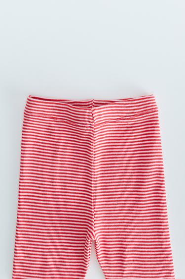 ZARA TIMELESS - STRIPED PRINT LEGGINGS — Red 2