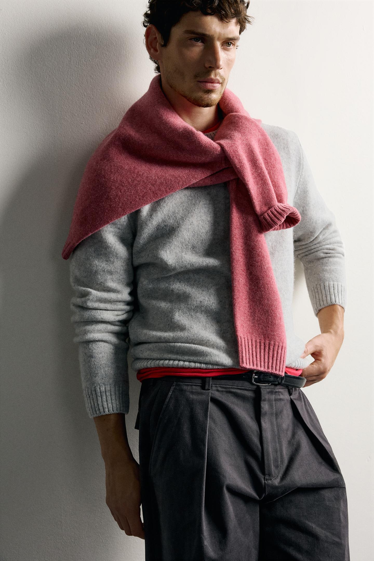 Мужской свитер Zara Regular Fit Wool Blend, цвет: Серый — фото 6