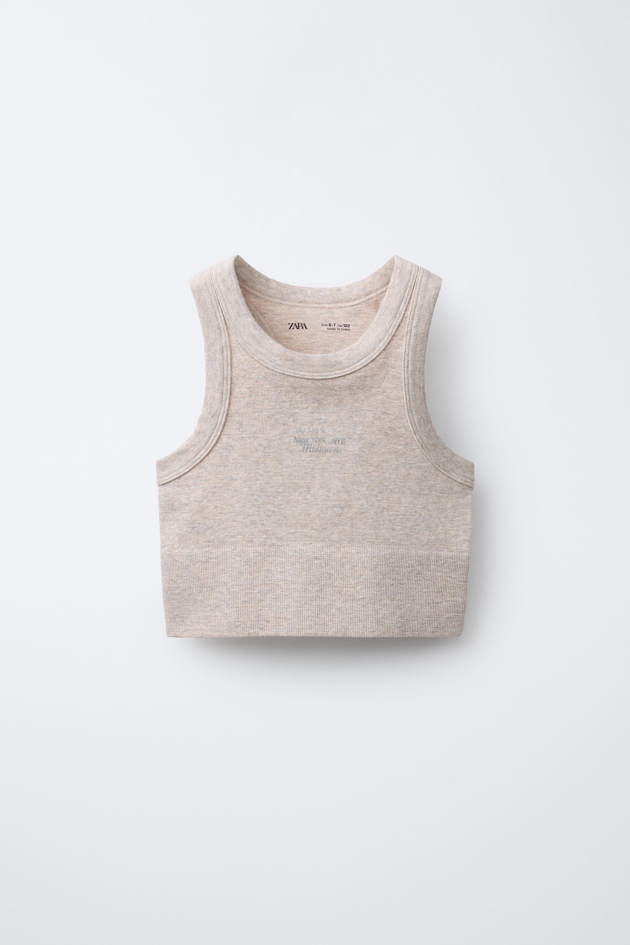 SLOGAN SEAMLESS CROP TOP Sand Marl ZARA Georgia