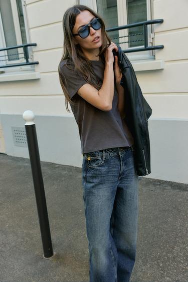 RUSTIC COTTON T-SHIRT - Charcoal by Zara