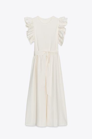 RUFFLED CONTRAST DRESS - Ecru by Zara - Image 5