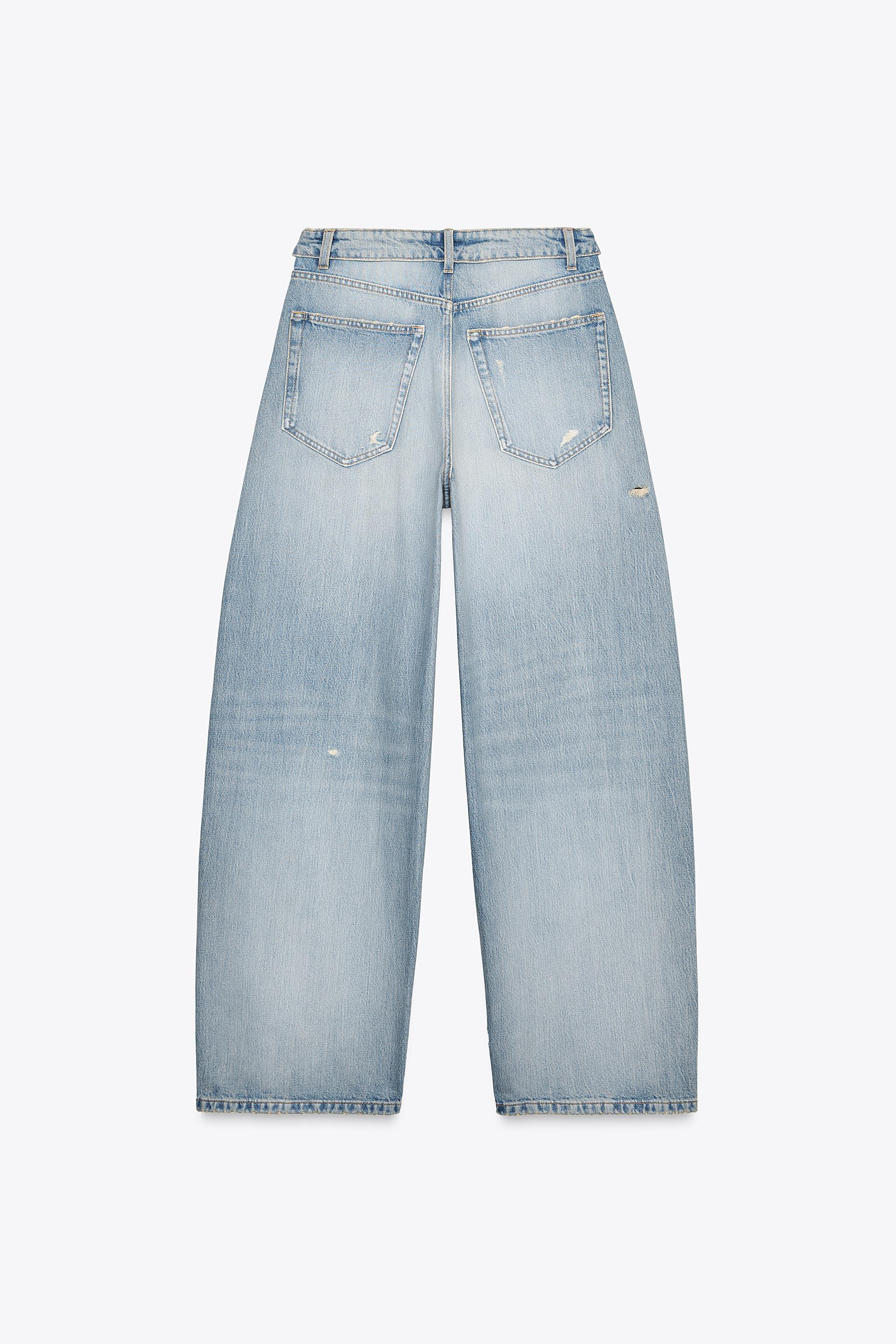 TRF FOLDED HIGH-WAIST JEANS - Light blue | ZARA Singapore