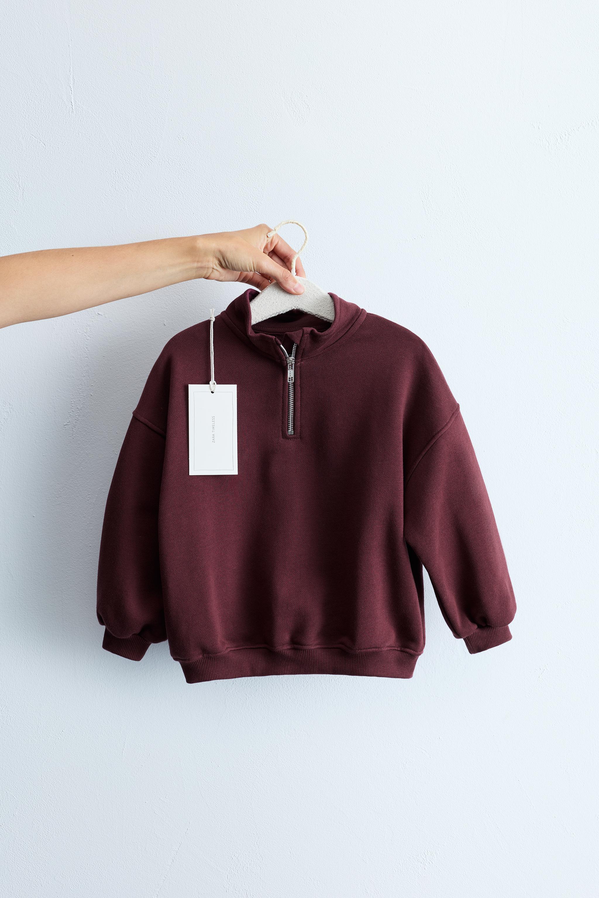 ZARA TIMELESS - PLAIN ZIP SWEATSHIRT — Burgundy