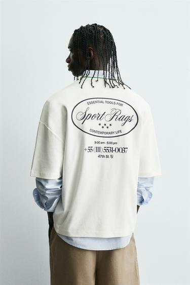 T-SHIRT IMPRIMÉ CONTRASTANT - Blanc cassé de Zara - Image 2