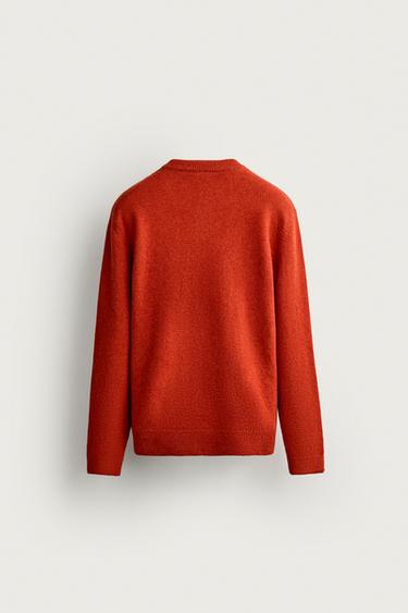 WOOL BLEND REGULAR FIT CARDIGAN — Orange 2
