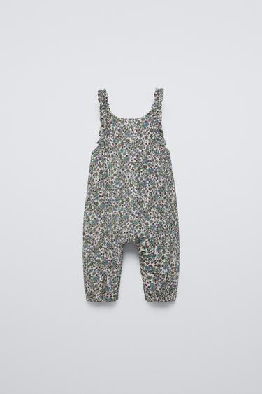 FLORAL PRINT DUNGAREES - Greenish by Zara - Image 1