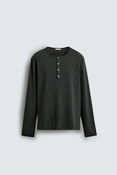 CAMISETA RELAXED FIT CUELLO PANADERO - Gris oscuro de Zara