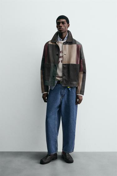 Zara TAPERED WIDE FIT JEANS - Mid-blue