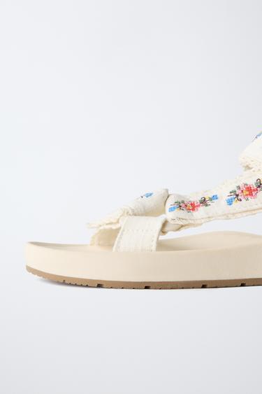 EMBROIDERED TECHNICAL SANDALS - Ecru White by Zara - Image 5