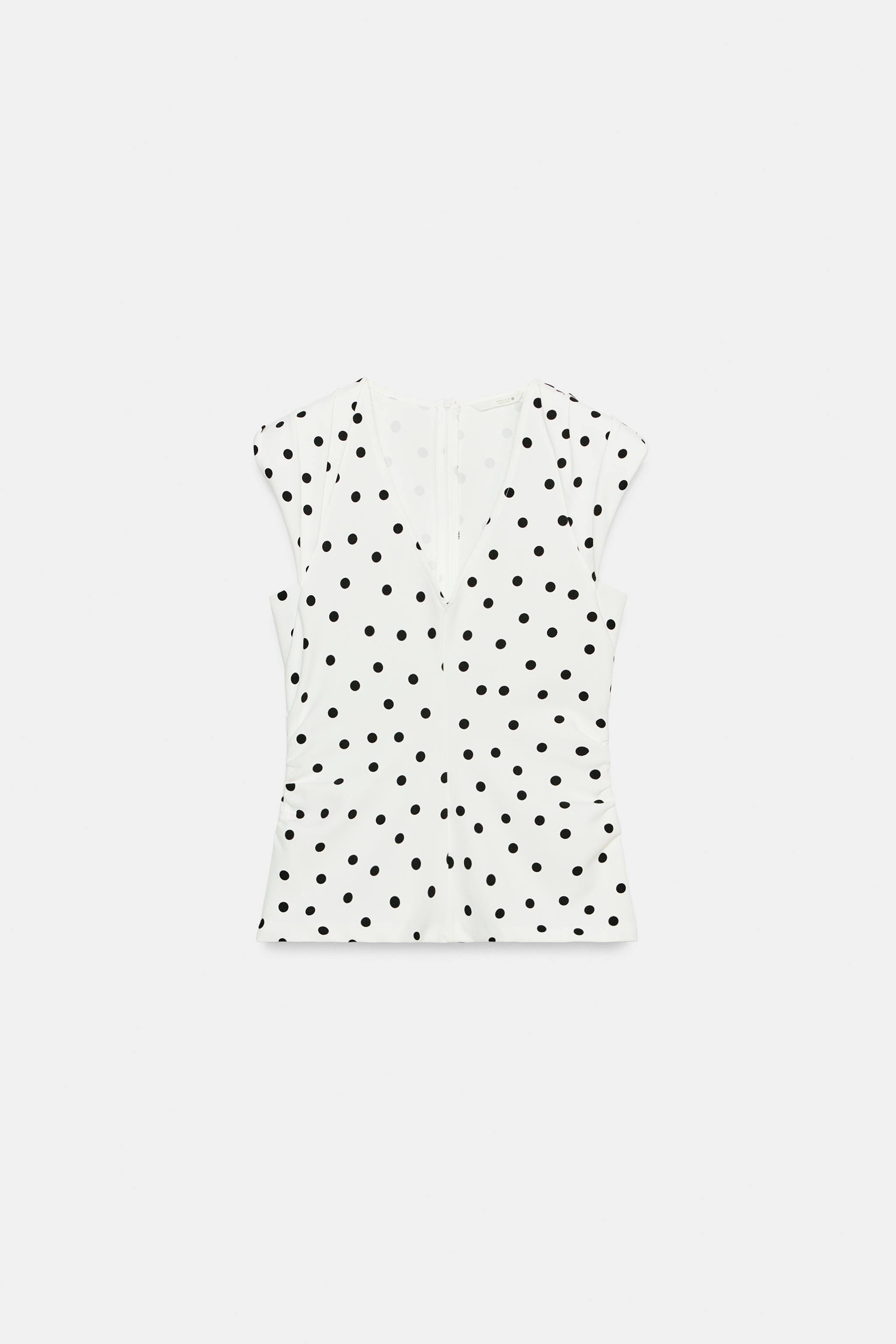 Женские рубашки Zara POLKA DOT SHOULDER PAD TOP — фото 7