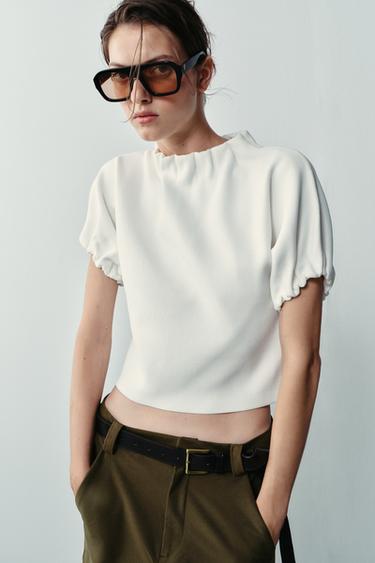TOP PUNTO FRUNCES - Blanco de Zara