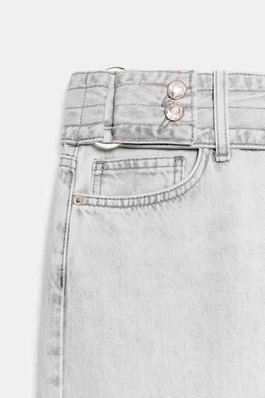 JEAN Z1975 DROIT TAILLE BASSE À CEINTURE - Gris clair de Zara - Image 9