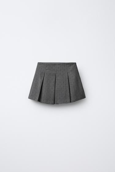 FALDA BERMUDA TABLAS STRASS - Gris antracita de Zara
