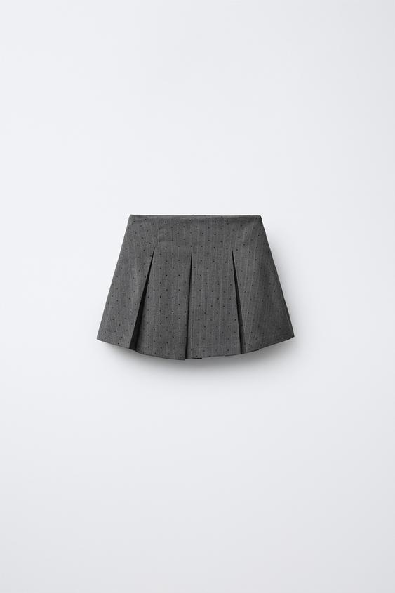 RHINESTONE BOX PLEAT BERMUDA SKORT - Anthracite grey by Zara - Image 0