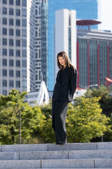 오버사이즈 스티치 블레이저 - Zara 다크 블루