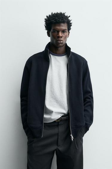 VESTE CANNELÉE INTERLOCK - Bleu marine de Zara