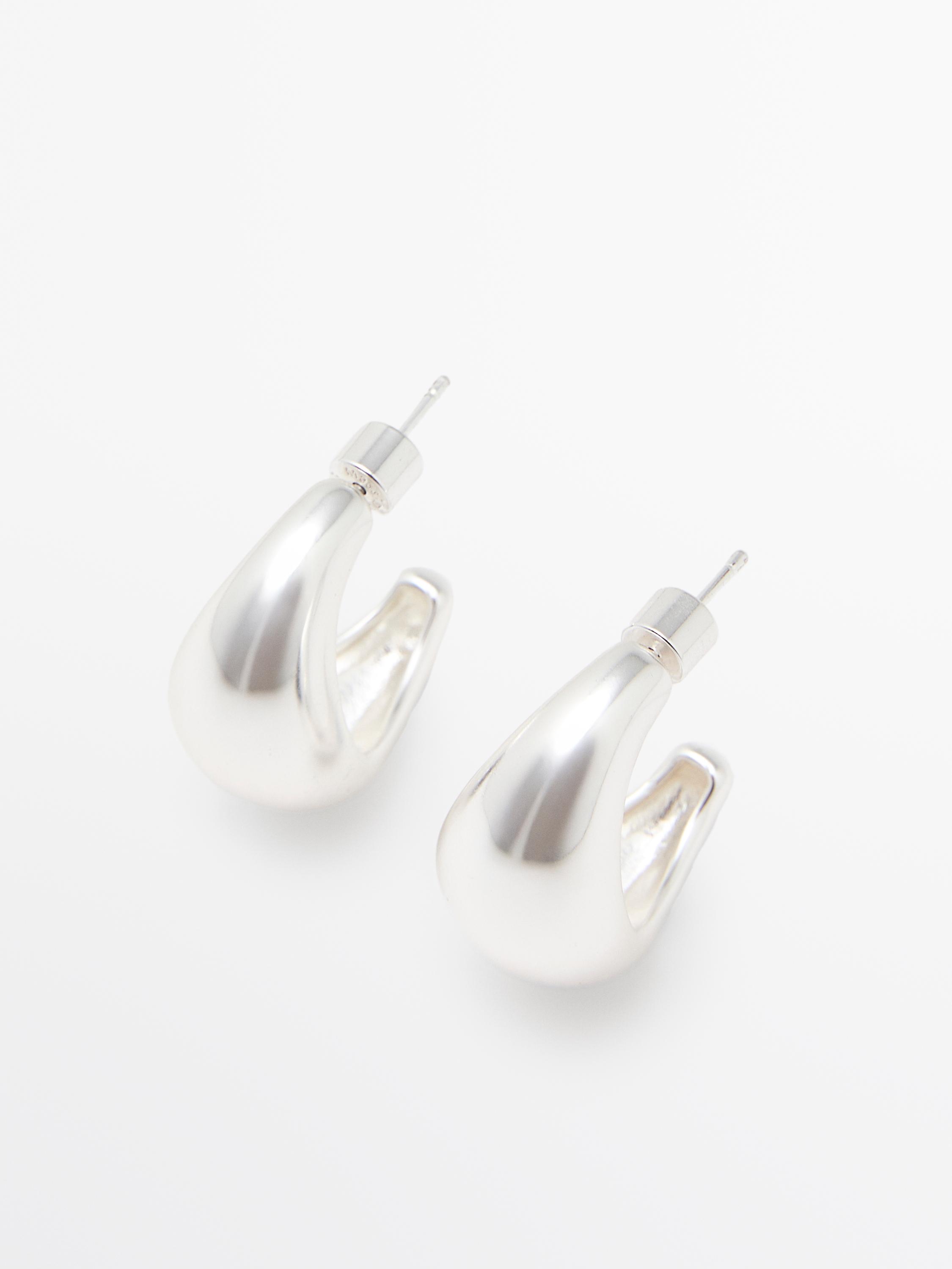 Half-moon hoop earrings — Silver