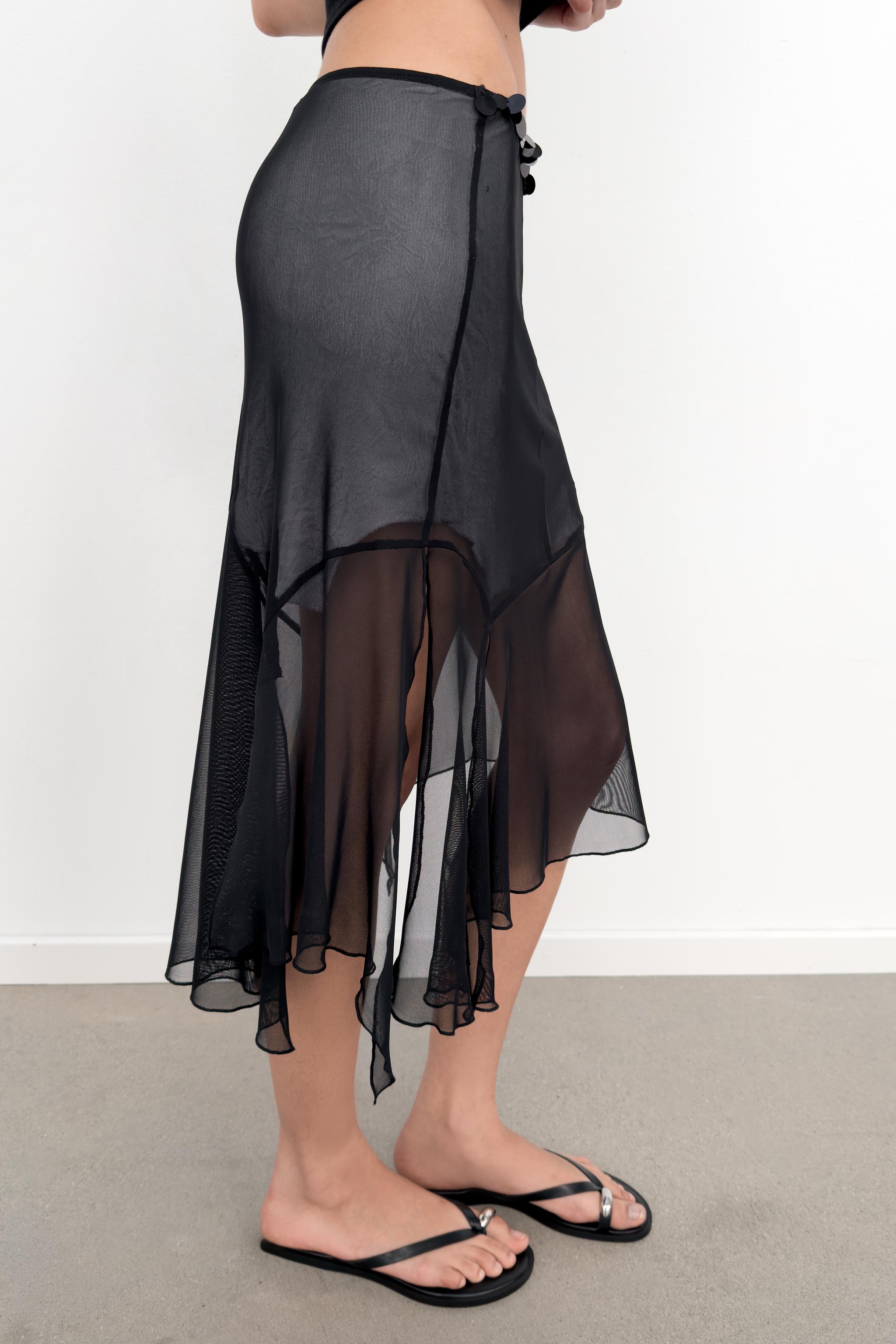 SEQUIN ASYMMETRIC TULLE SKIRT