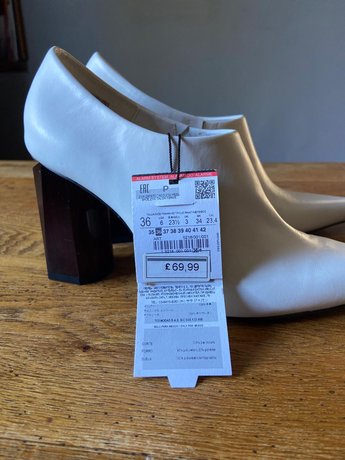 WHITE LEATHER HEEL SHOE - Image 4