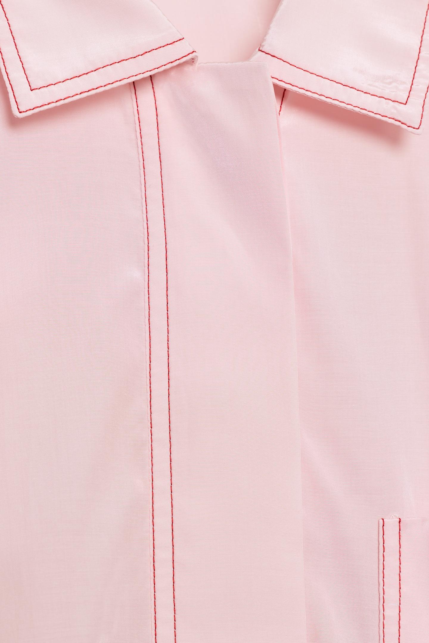 Женская рубашка Zara Contrast Topstitch, цвет: Розовый — фото 9