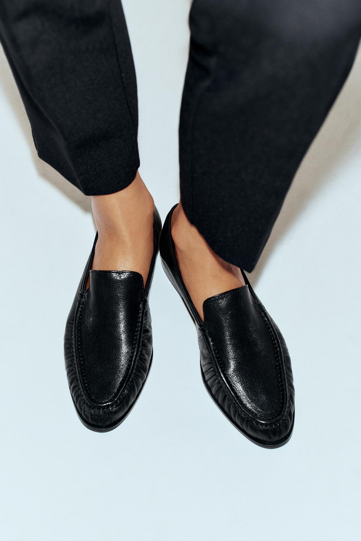 Женские туфли Zara Ruched Leather, цвет: Чёрный — фото 2