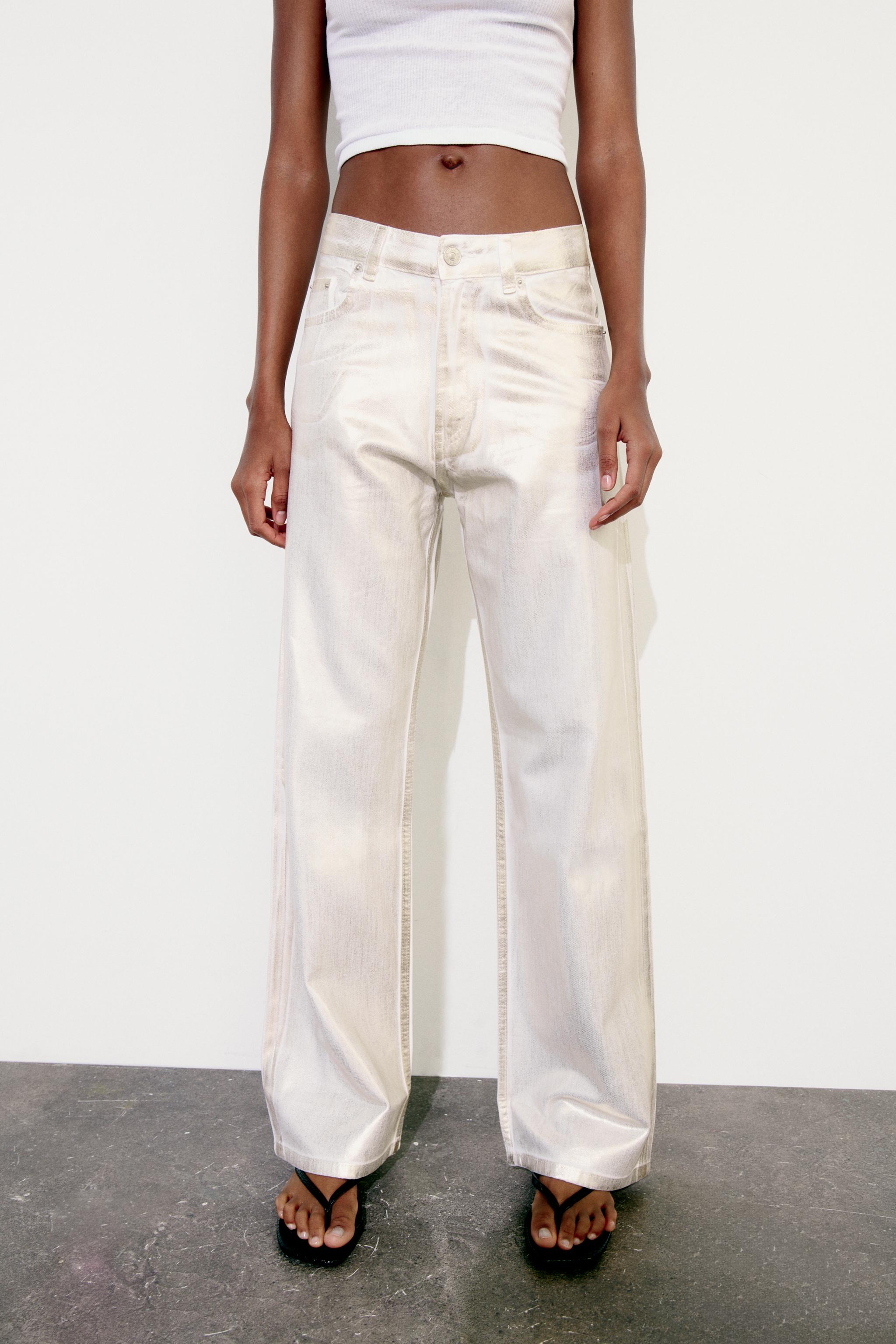 CUT OUT RELAXED MID WAIST TRF JEANS - White