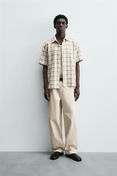 TEXTURED CHECK SHIRT - Ecru by Zara - Image 0