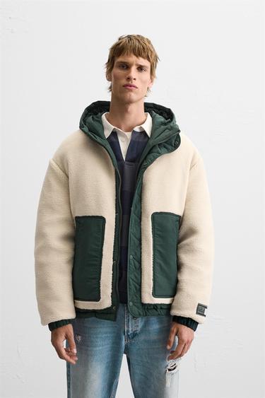 CAZADORA BORREGUILLO COMBINADA - Blanco roto de Zara