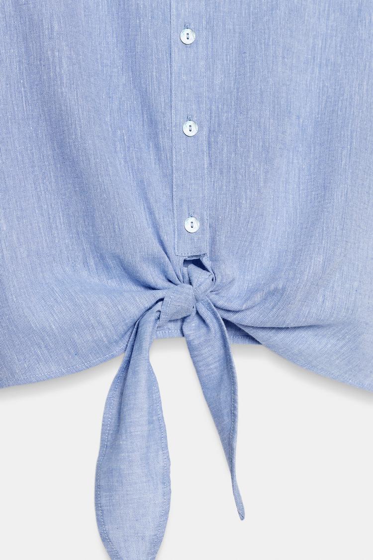 Camisa de mezcla de lino con nudo 6