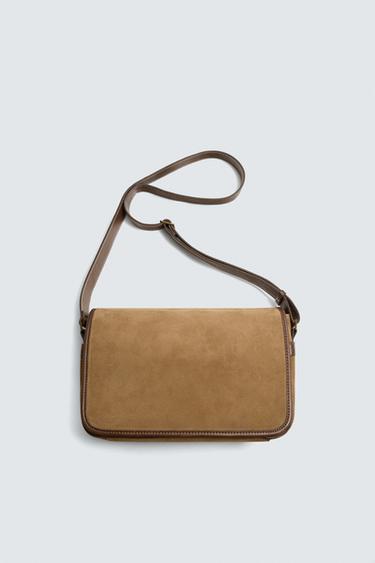 Zara LIMITED EDITION LEATHER CROSSBODY BAG - Sandy Brown