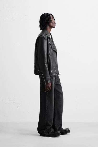VESTE DE MOTARD MATIÈRE SYNTHÉTIQUE - Noir de Zara - Image 3