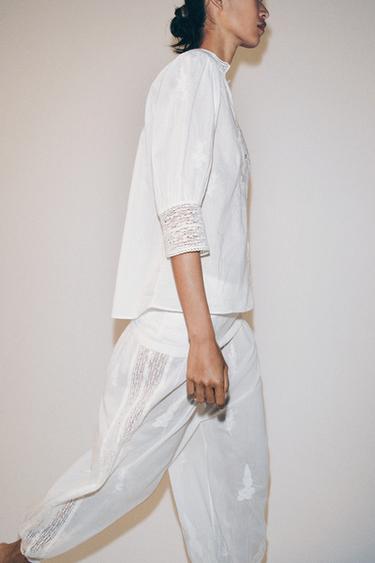 BLOUSE BRODÉE ZW COLLECTION - Écru de Zara - Image 3