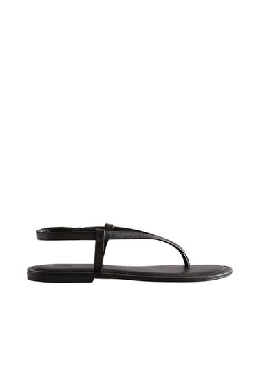 FLACHE LEDER-SANDALE - Braun von Zara