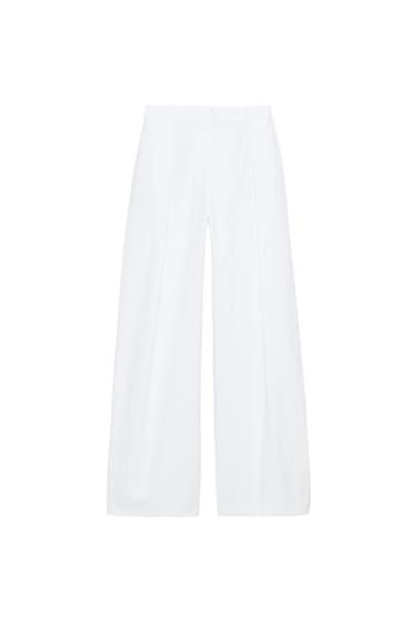 CALÇAS DE POPELINA COM PINÇAS - Branco da Zara