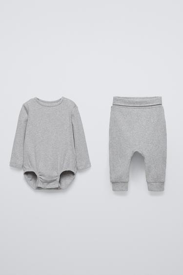 RIBBED BODYSUIT AND LEGGINGS PACK - Grey marl by Zara