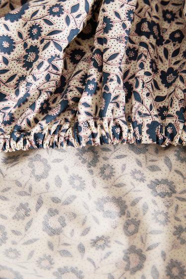 KIDS' FLORAL COTTON FITTED SHEET - Navy blue by Zara - Image 3