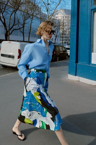 OVERSIZE STRIPED SHIRT - blue/black by Zara