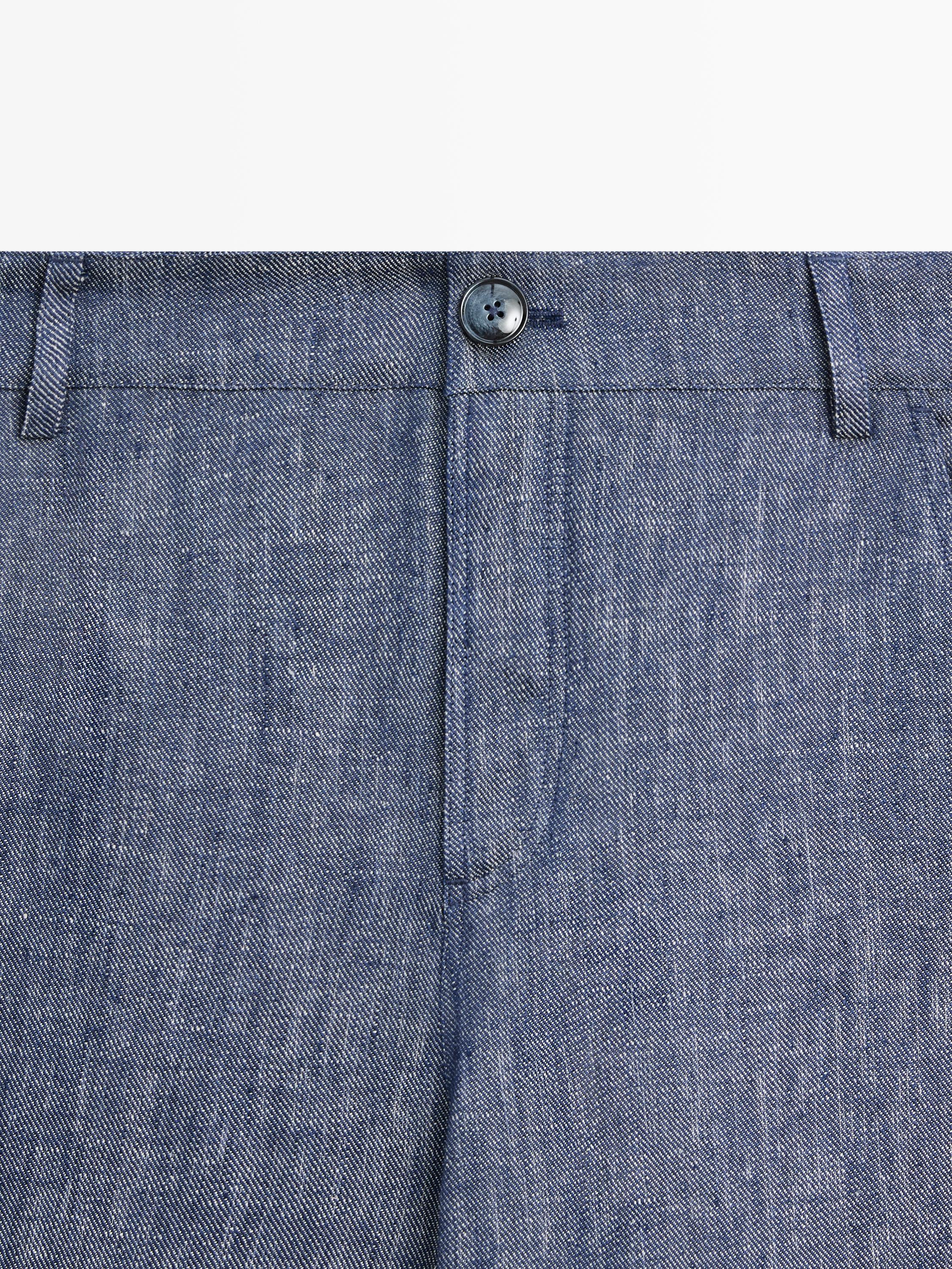 High-waist linen palazzo trousers