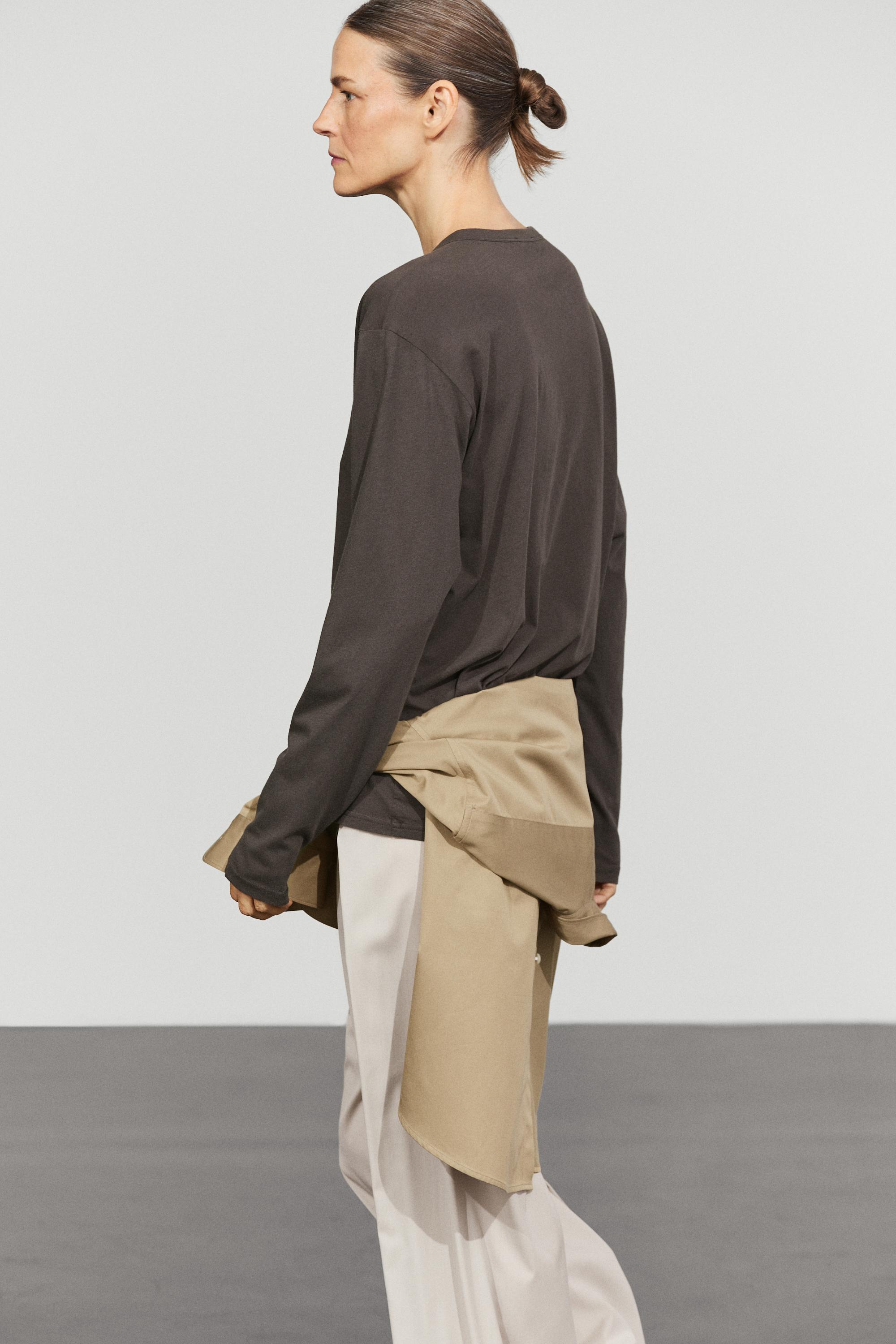 100% cotton long sleeve T-shirt — Mink