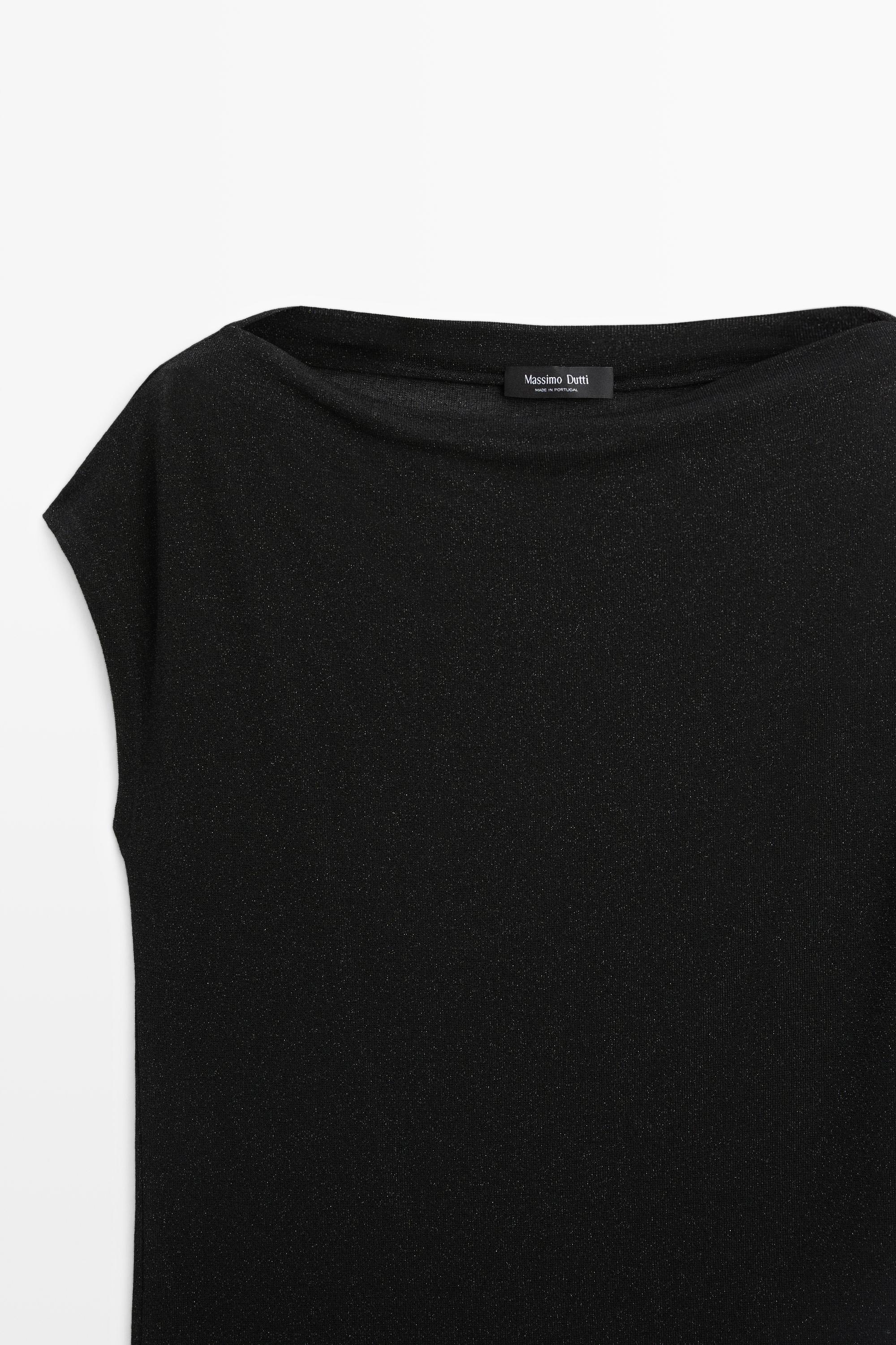 T-shirt asymétrique léger effet métallisé