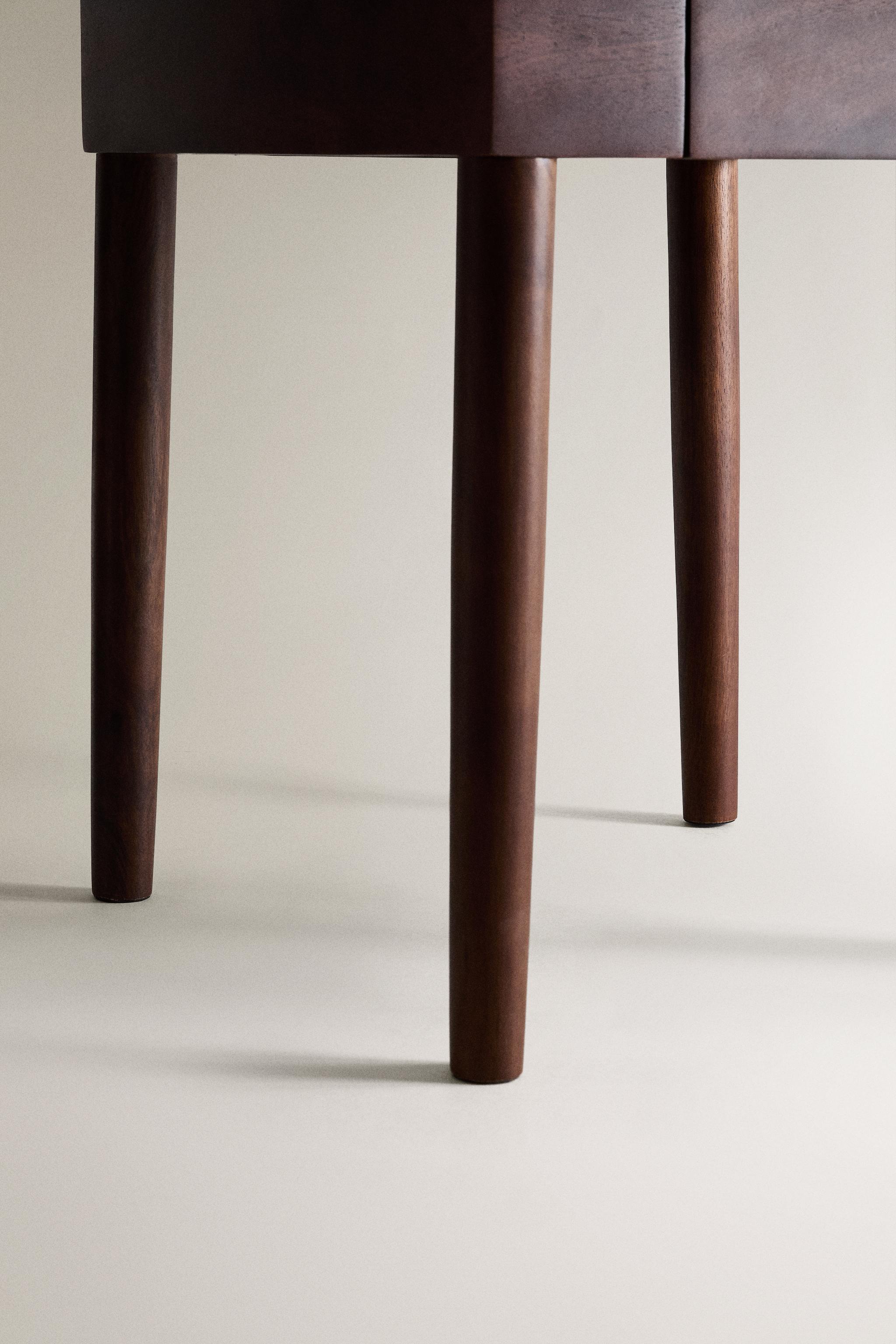 TEAK SIDE TABLE WITH MARBLE CHESS TOP