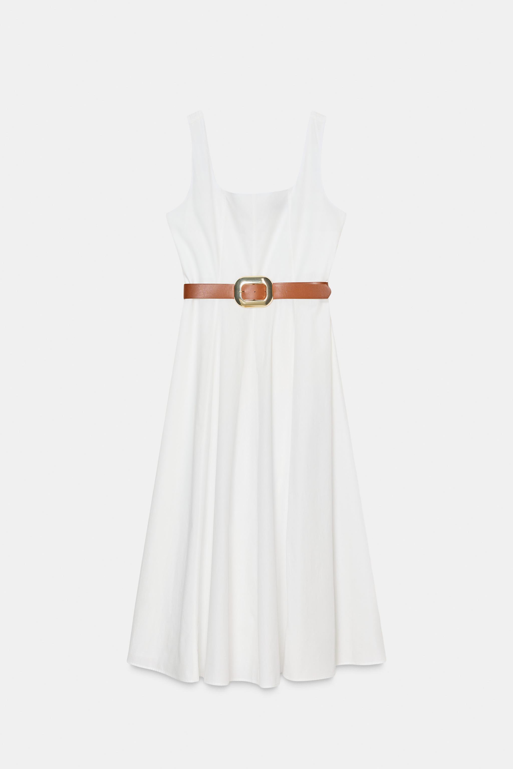 MIDI DRESS WITH BELT - White | ZARA Australia MIDI DRESS WITH BELT - White | ZARA Australia