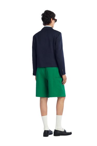 RELAXED FIT PLEATED CARGO BERMUDA SHORTS - Green by Zara
