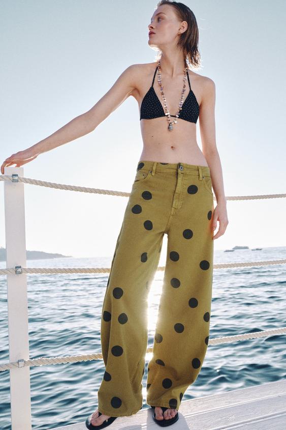 ZW COLLECTION MID-RISE POLKA DOT BARREL JEANS from Zara - $79.90