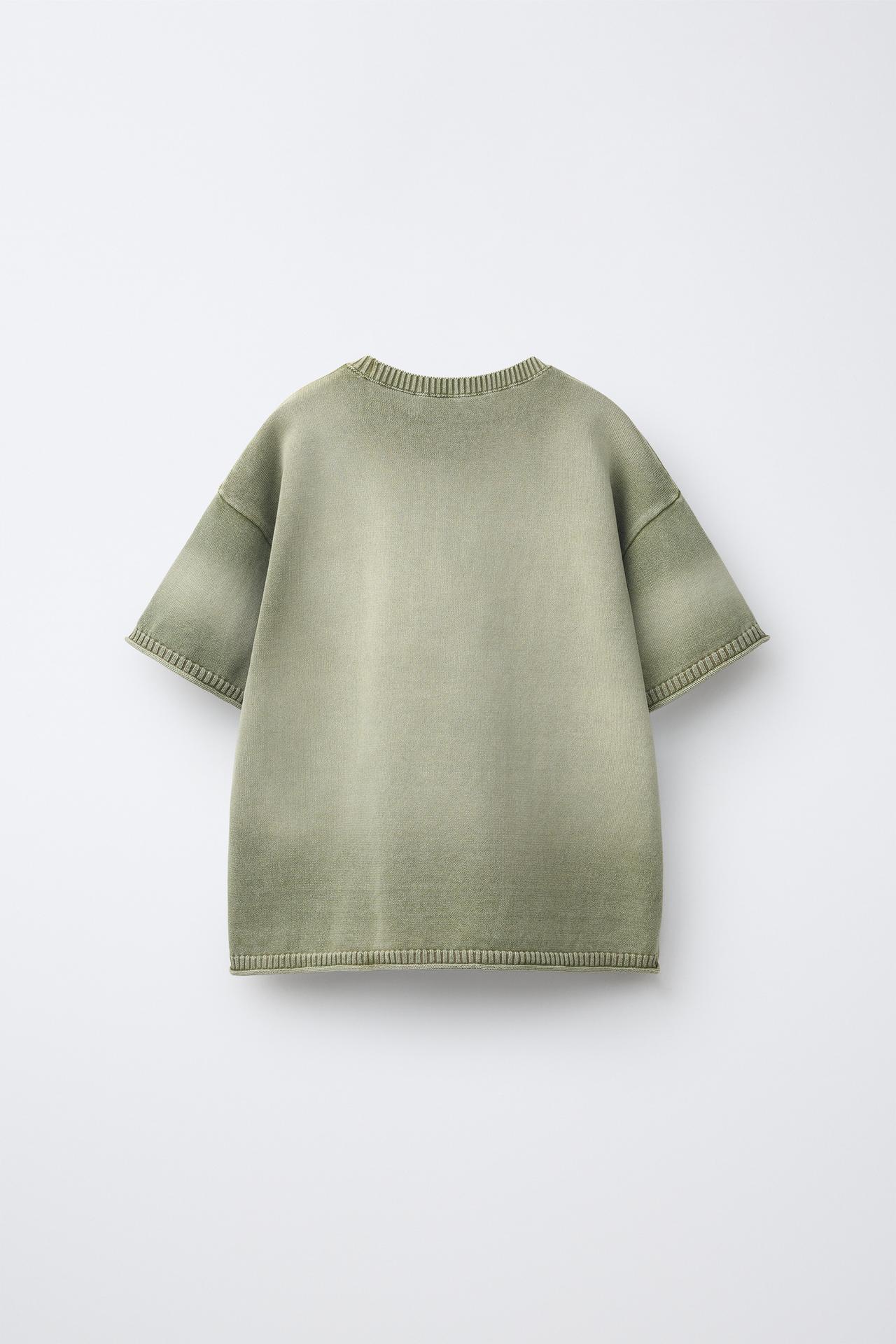 WASHED EFFECT T-SHIRT — Greenish