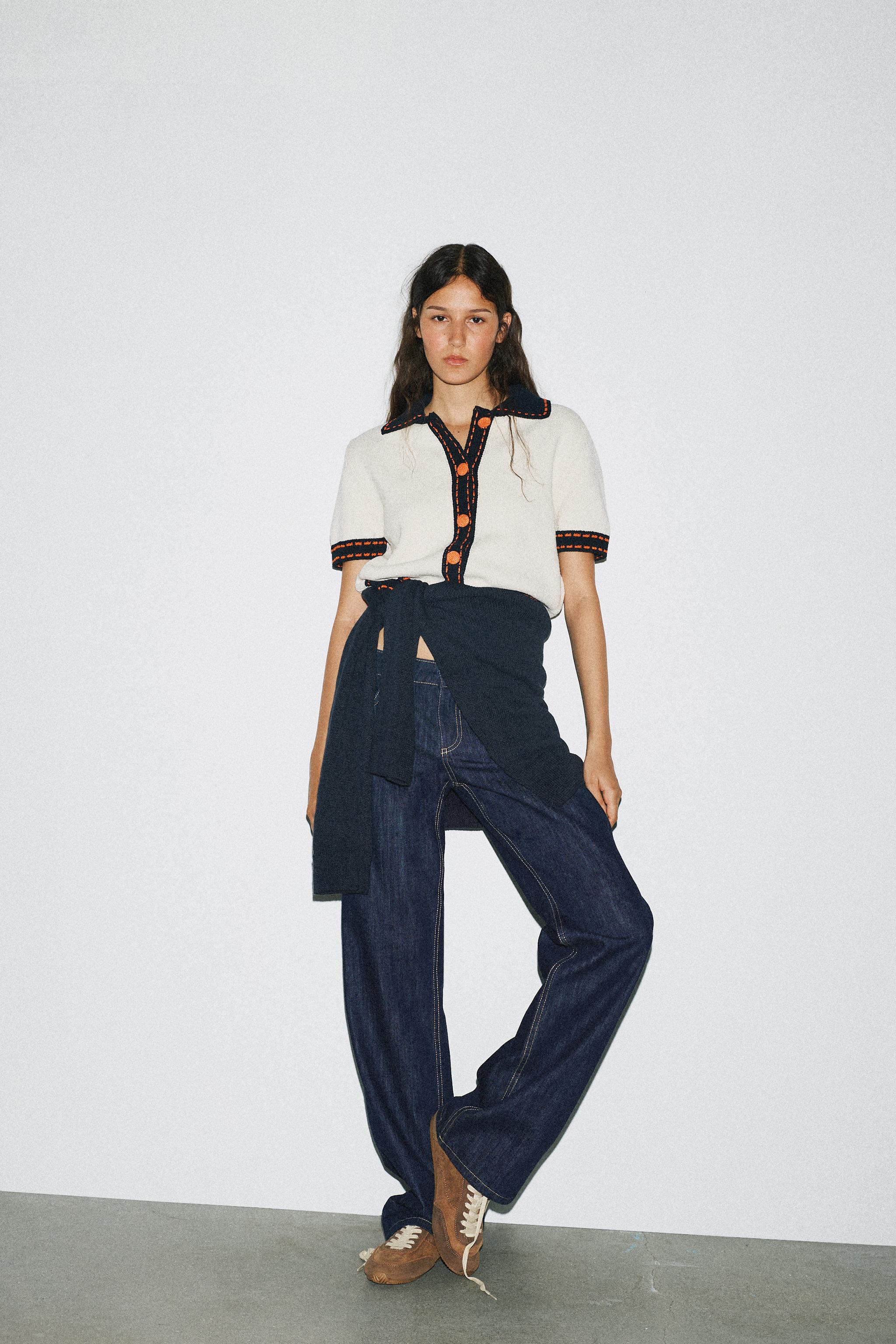スティッチ入りショートスリーブニットジャケット　zara ZARA ステッチ入りショートスリーブニットジャケット - メルカリ