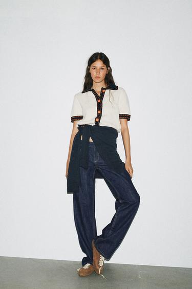 STITCHED KNIT CARDIGAN WITH SHORT SLEEVES - Ecru by Zara - Image 0