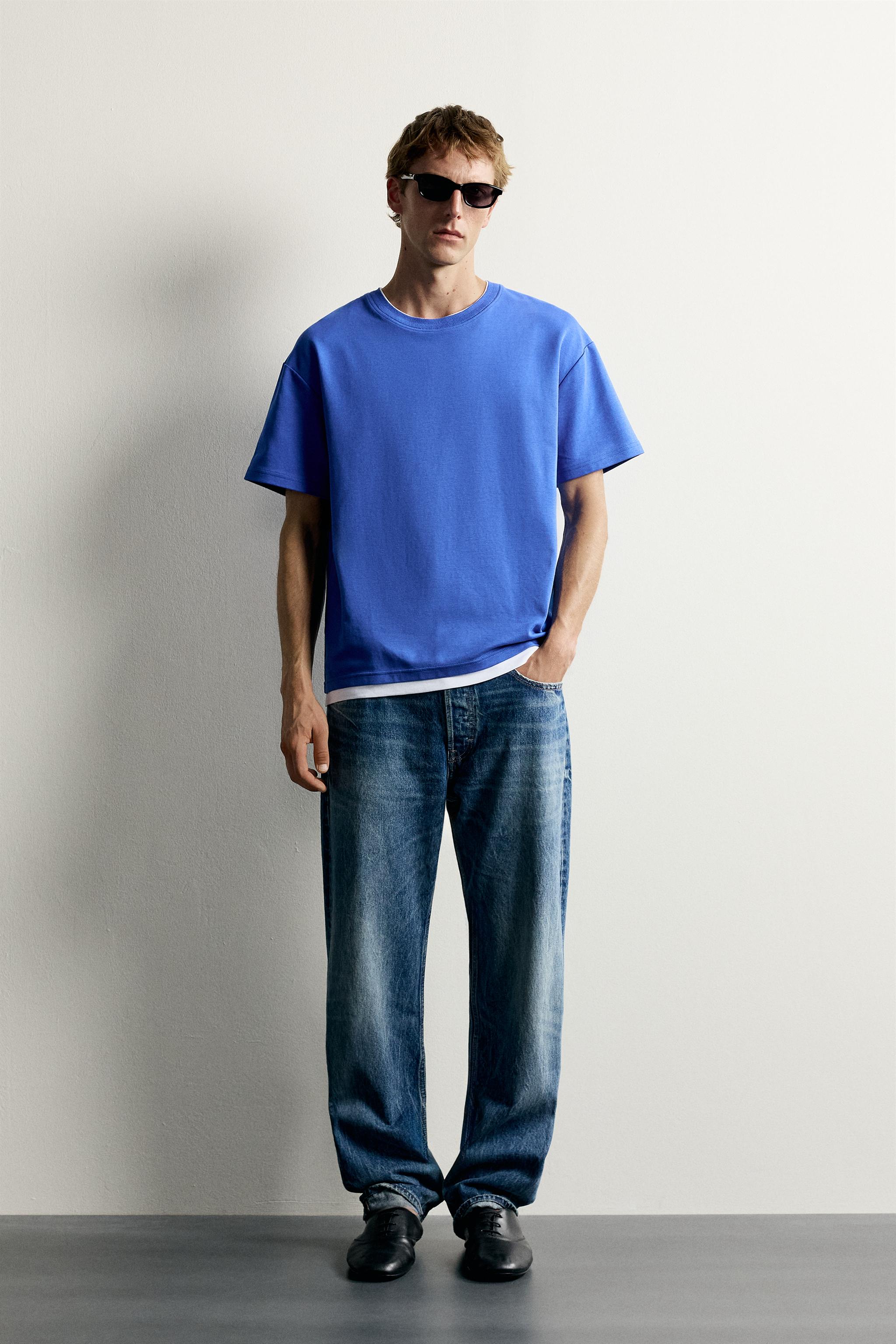 Мужские футболки Zara RELAXED-FIT CONTRAST T-SHIRT