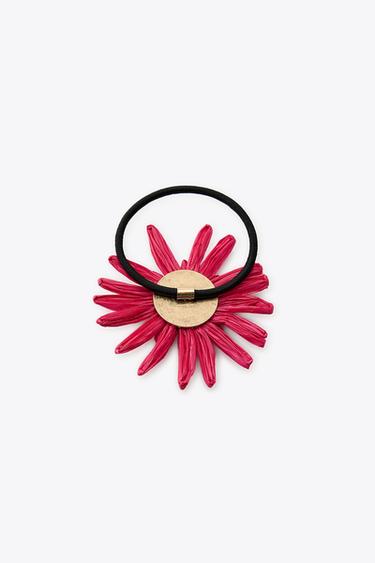RAFFIA FLOWER SCRUNCHIE - Fuchsia by Zara - Image 3