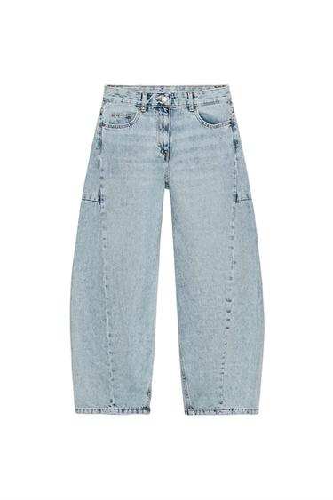 ZW COLLECTION ANKLE BALLOON MID-WAIST JEANS - Light blue by Zara